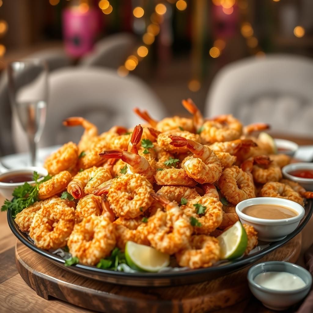 Keto Coconut Shrimp – Platter Presentation
