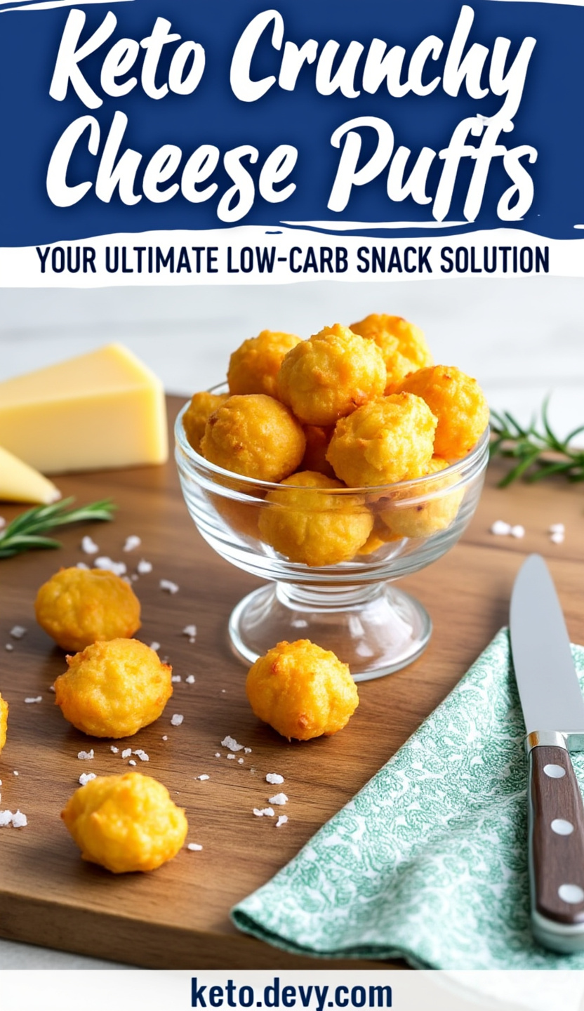 pinterest pin image - Keto Crunchy Cheese Puffs