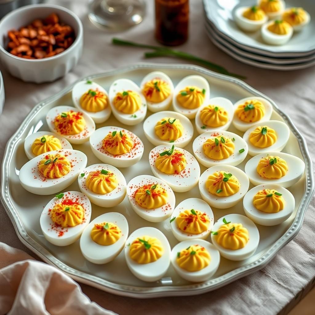 Keto Deviled Eggs Plated Elegantly
