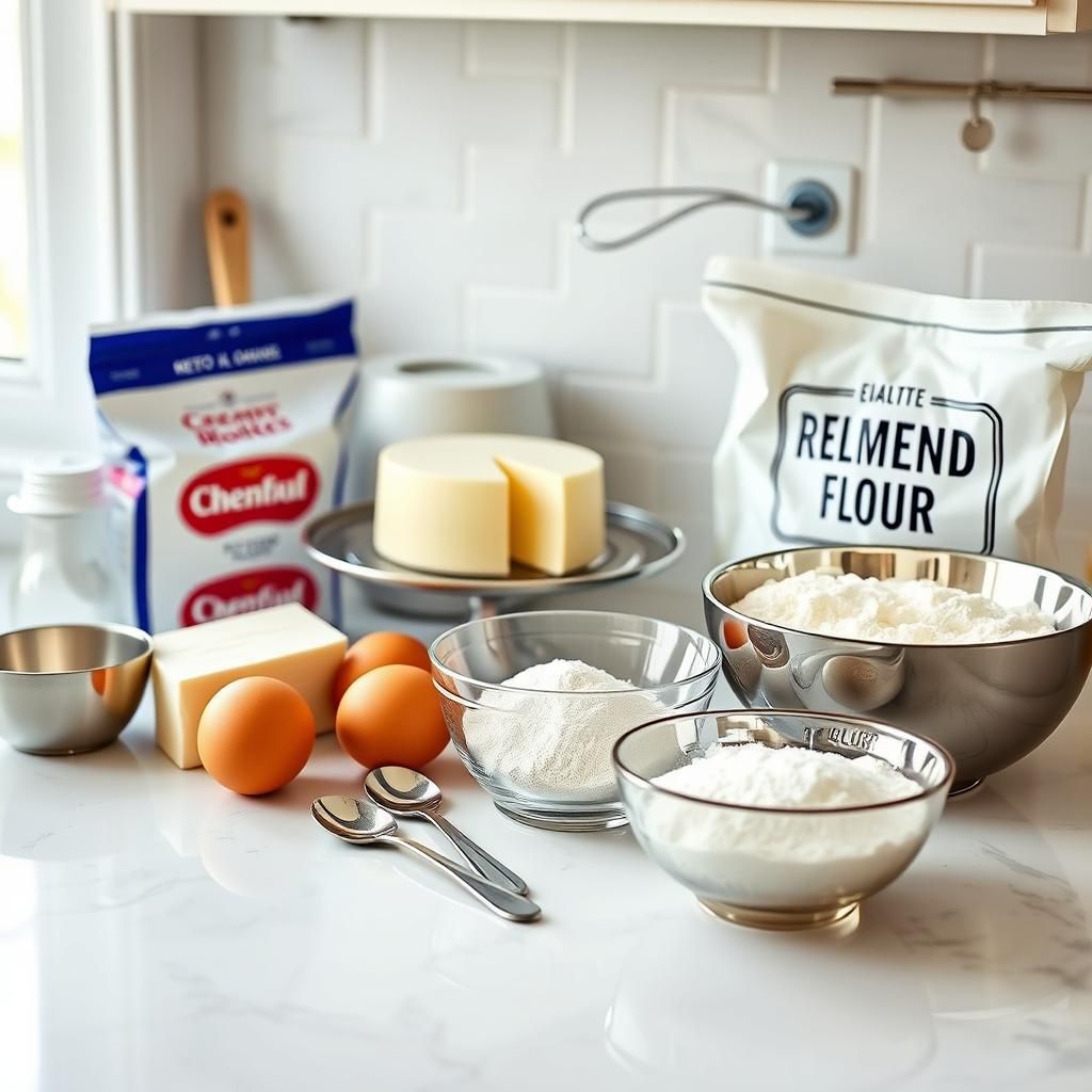 Keto Pancake Preparation Essentials - Ingredients setup for keto pancakes