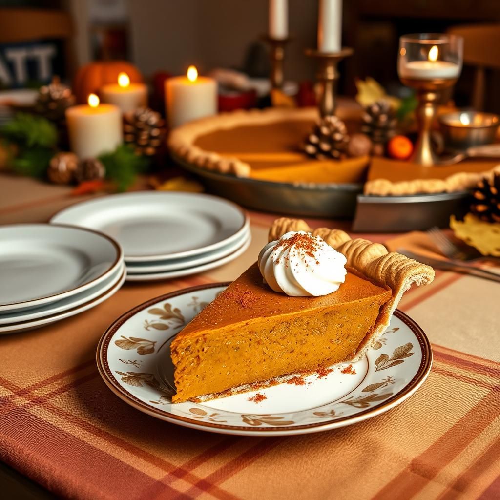 Keto Pumpkin Pie Slice on a Festive Table