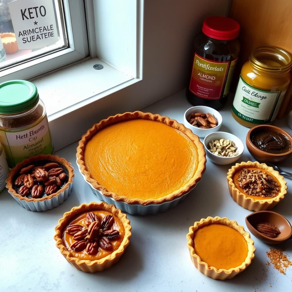 Keto Pumpkin Pie with Variations Displayed