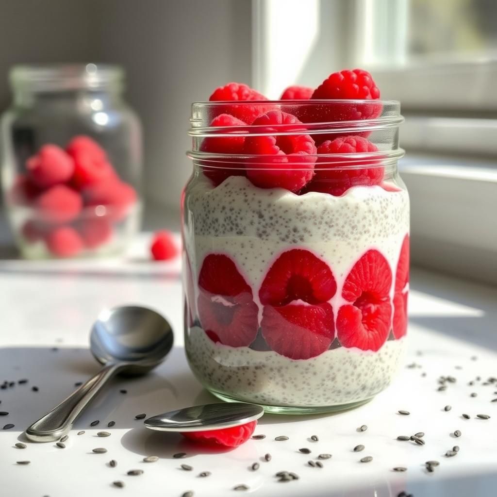 Layered Keto Raspberry Chia Seed Pudding