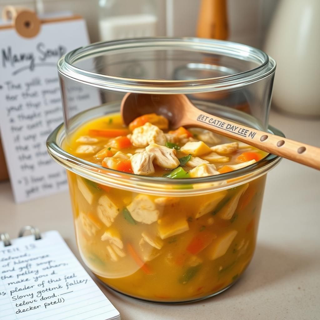 Leftover Chicken Soup in Storage