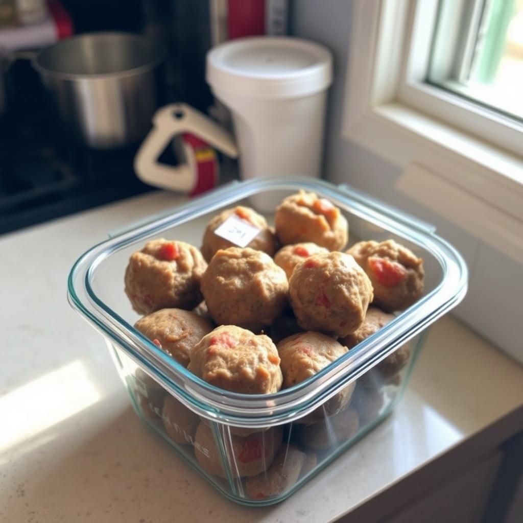 Leftover Meatballs in Storage Container