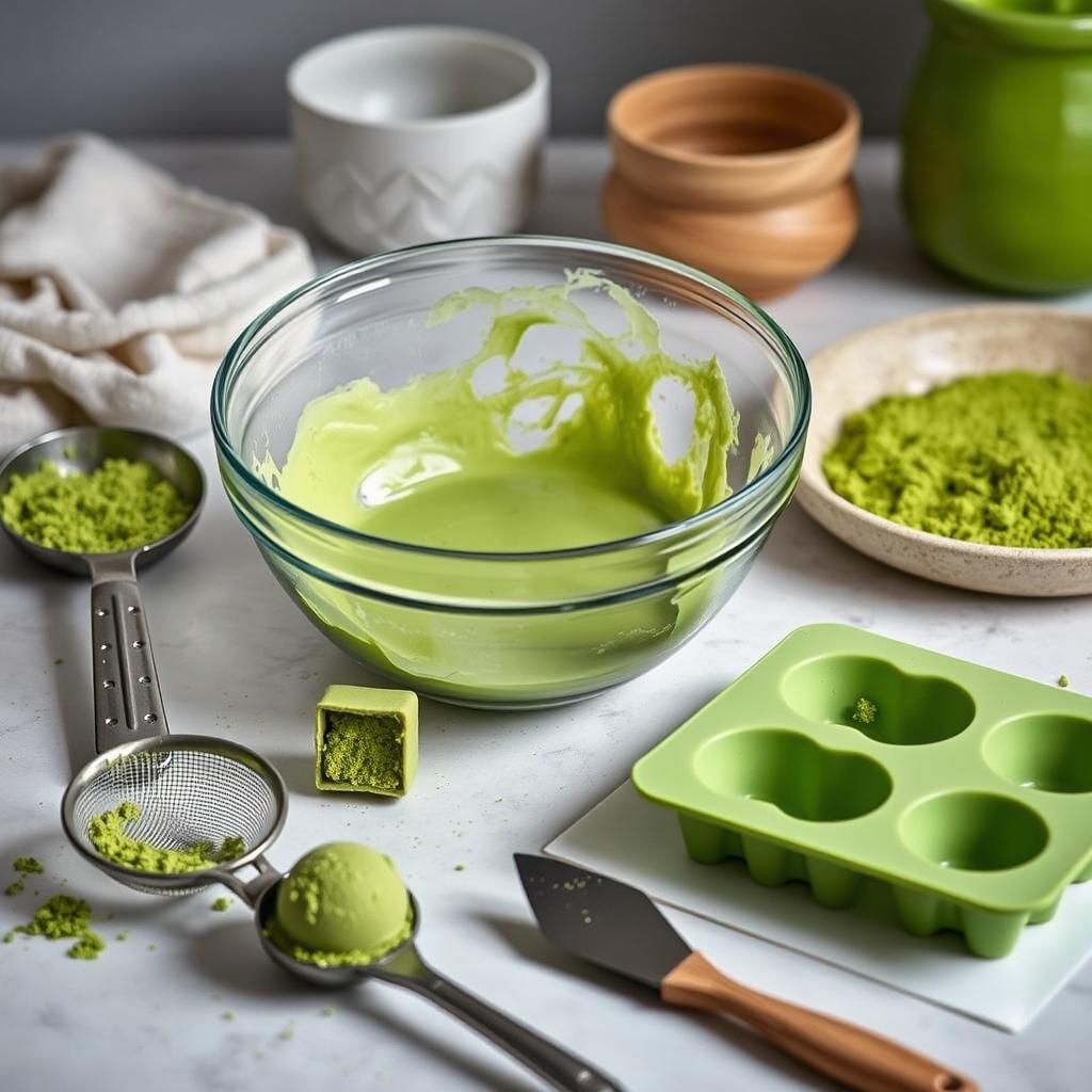 Matcha Green Tea Bombs Assembly (Preparing mixture)