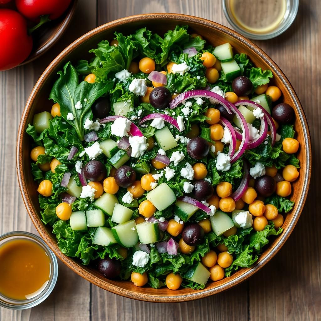 Mediterranean Chickpea & Kale Salad Composition