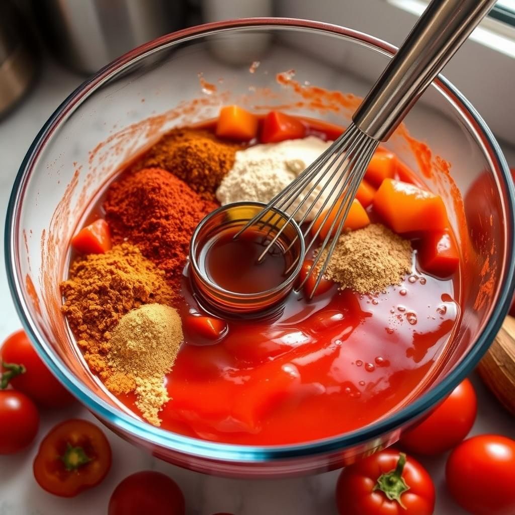 Mixing BBQ Sauce Ingredients