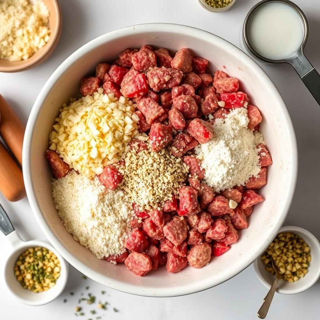 Mixing the Meatball Mixture