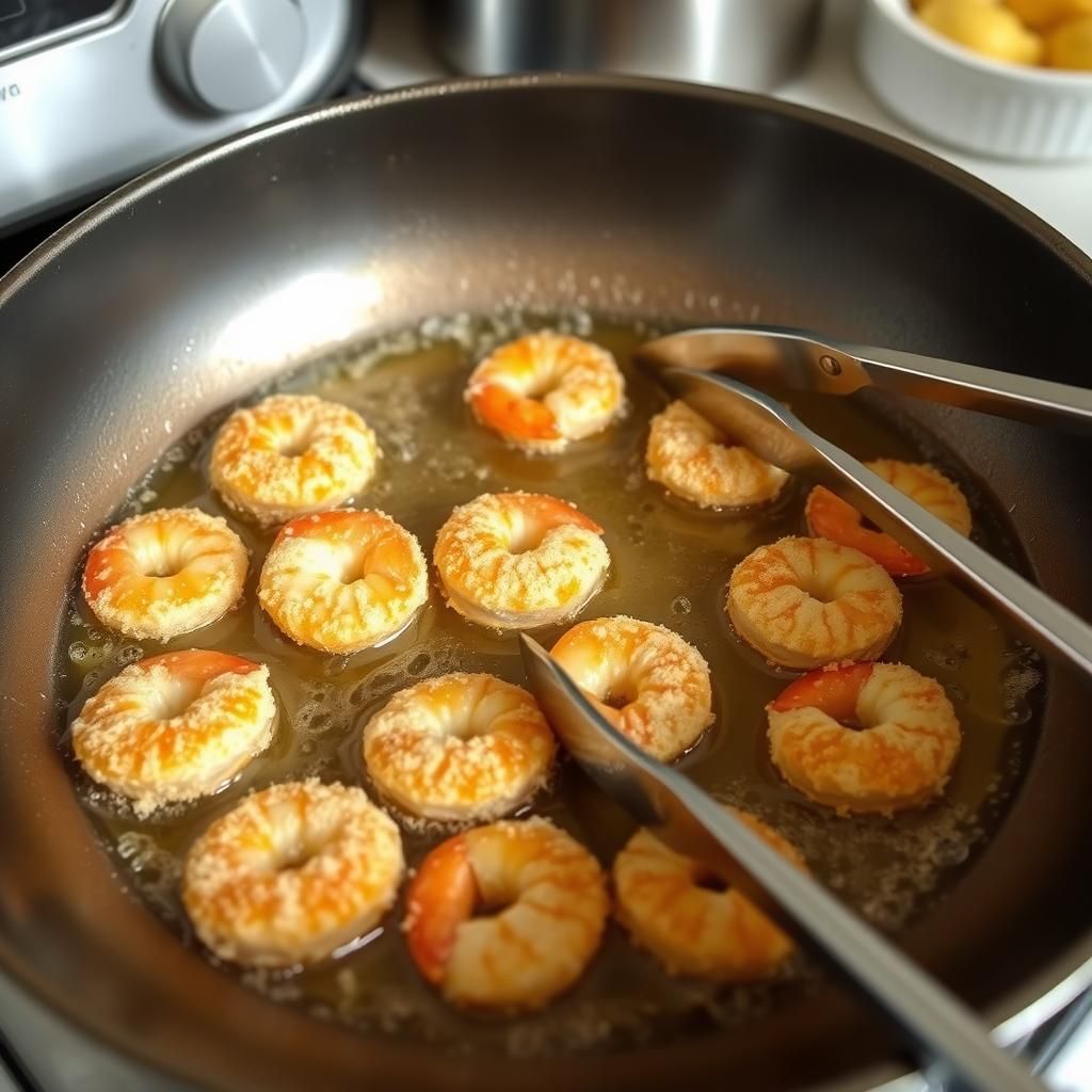 Pan-Frying the Shrimp