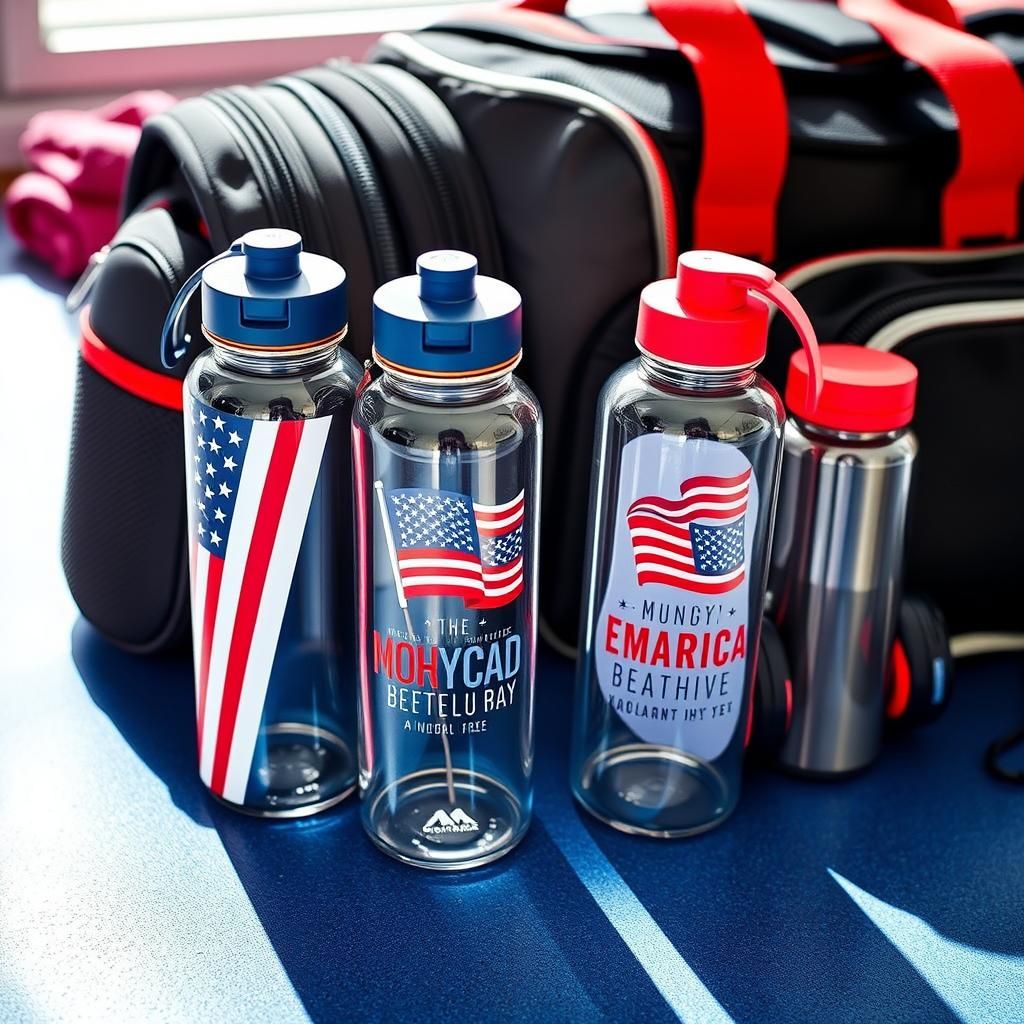 Patriotic Water Bottles and Gym Bags