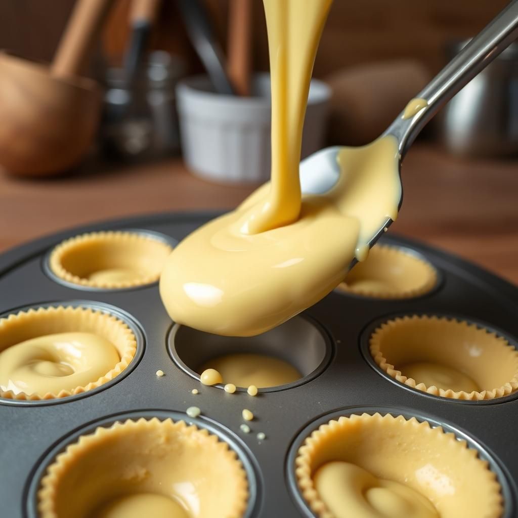 Pouring Filling into Muffin Cups