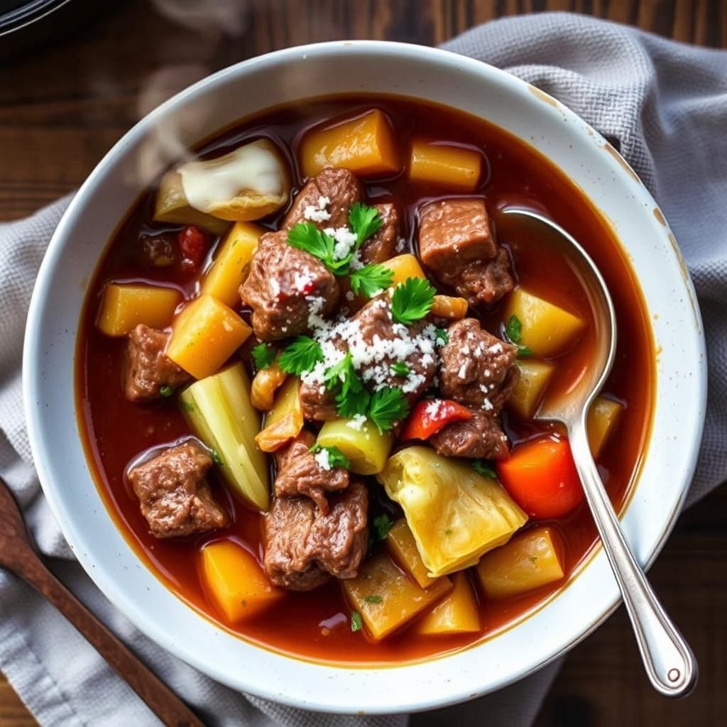 The Finished Cabbage Beef Stew