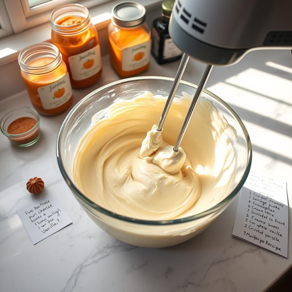 Mixing the Creamy Cheesecake Filling - Cooking process photo