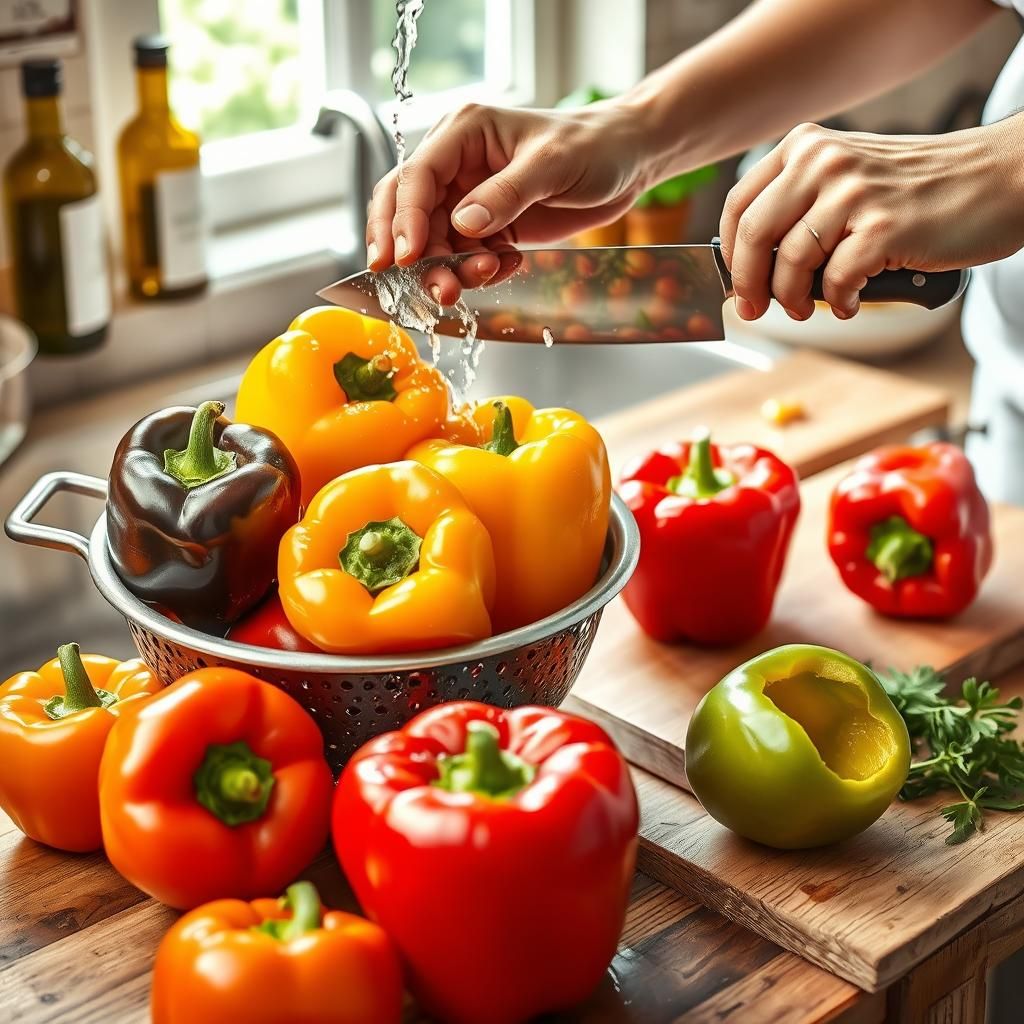 Preparing the Bell Peppers