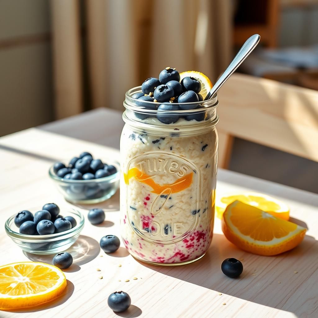 Refreshing Zesty Morning - Lemon Blueberry Poppy Seed Overnight Oats