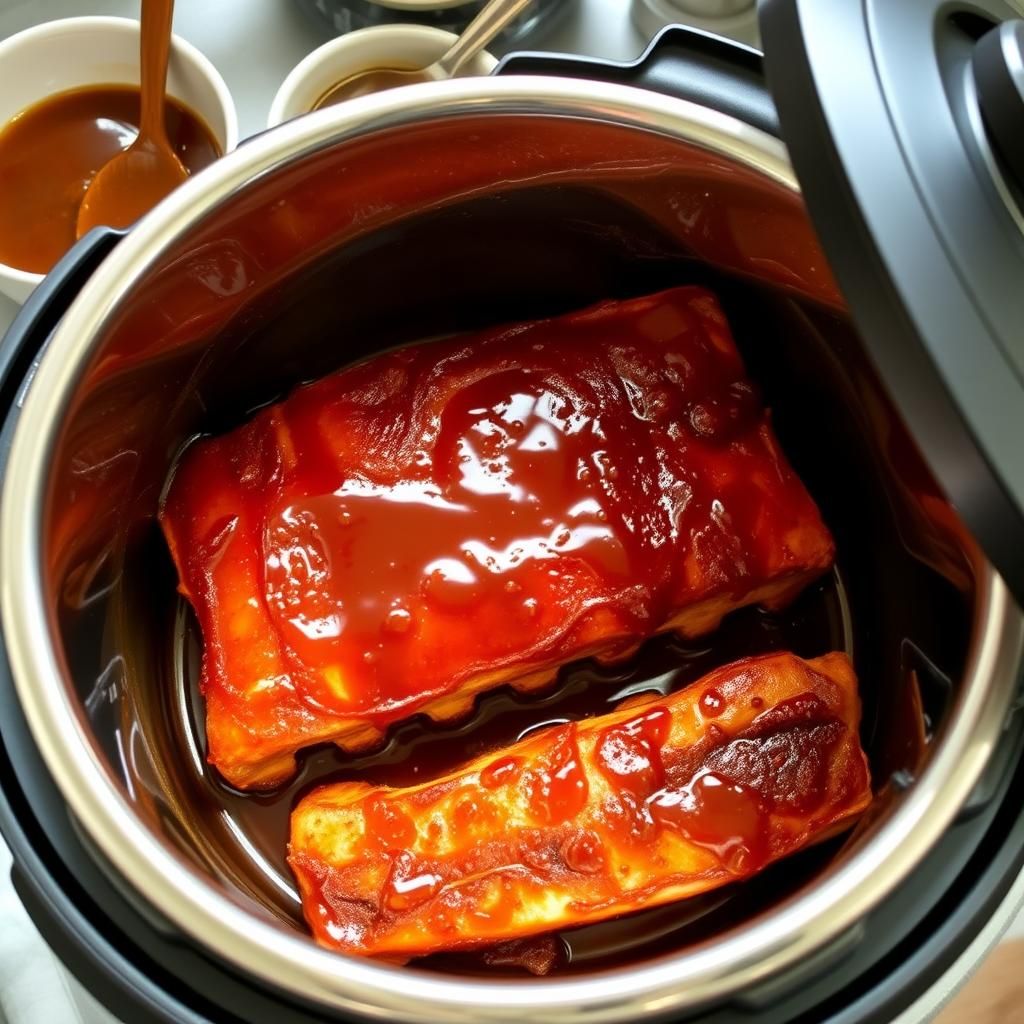 Ribs Coated with Sauces