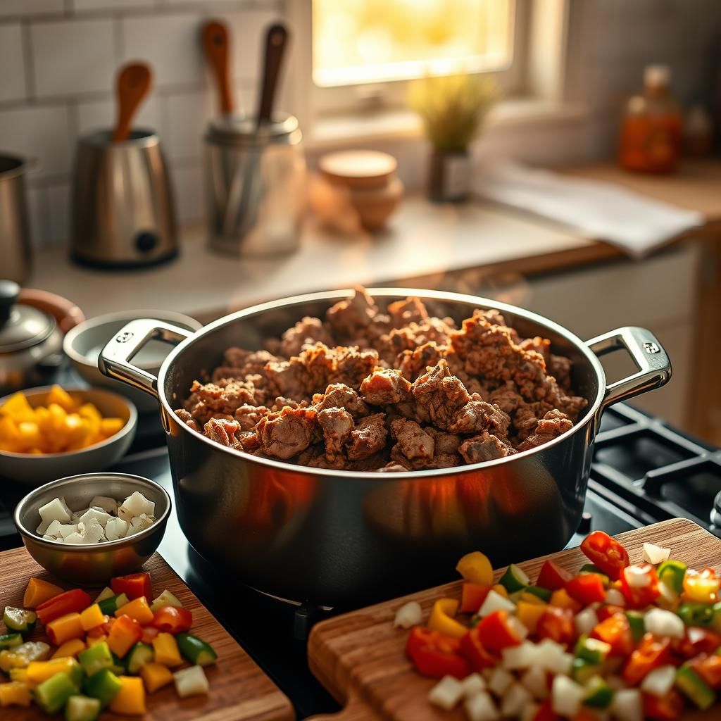 Step 1: Browning the Meat