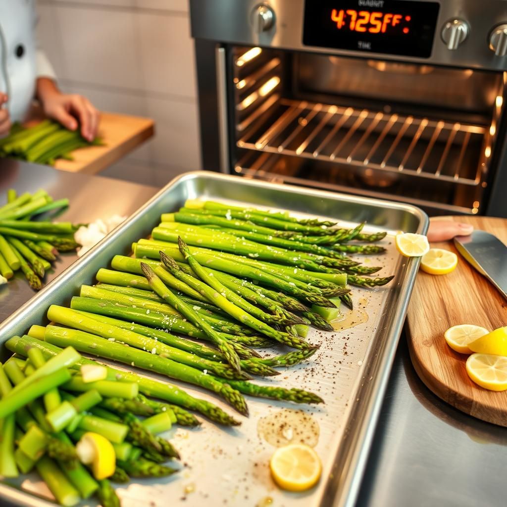 Roasted Asparagus Ready for the Oven