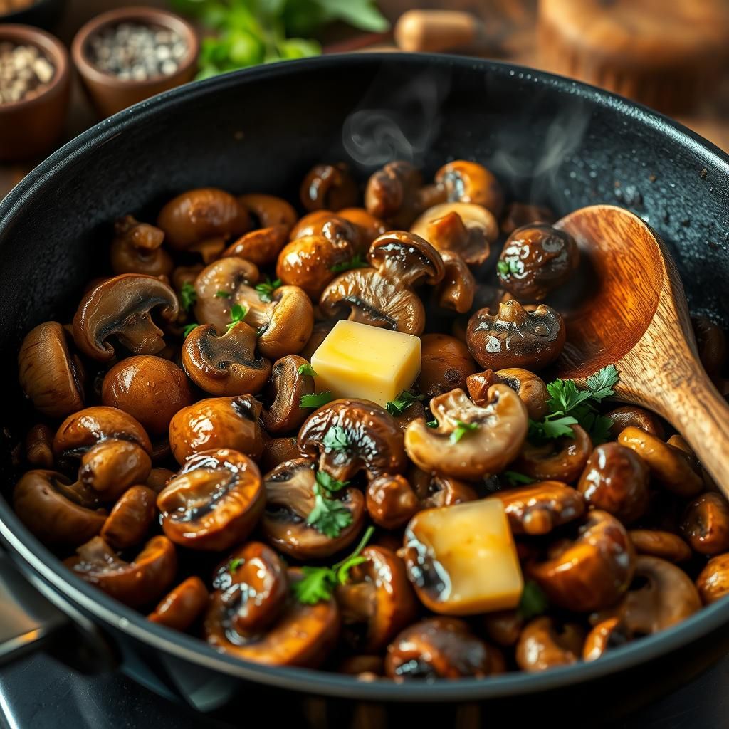 Sautéed Mushrooms Infused with Garlic