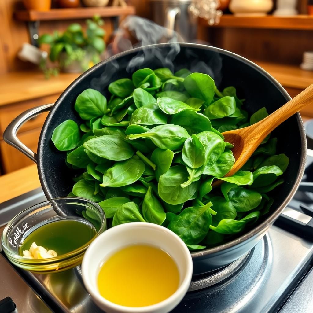 Sauteing Spinach