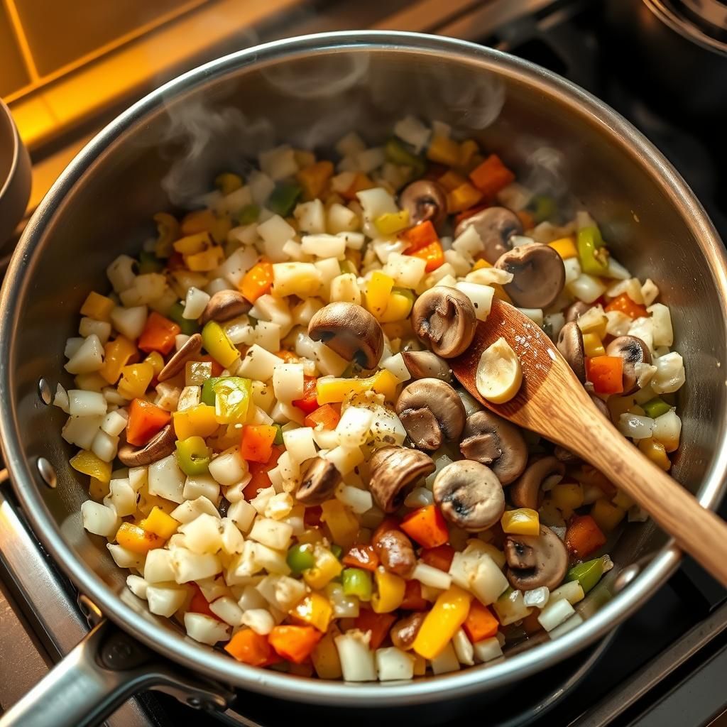 Sautéing Vegetables in a Pan