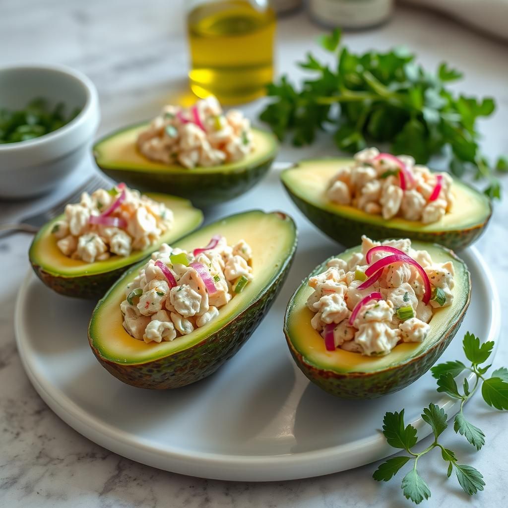 Savory Chicken Salad Stuffed Avocado
