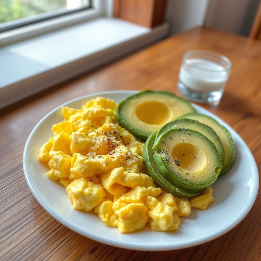 Scrambled Eggs with Cheese & Avocado