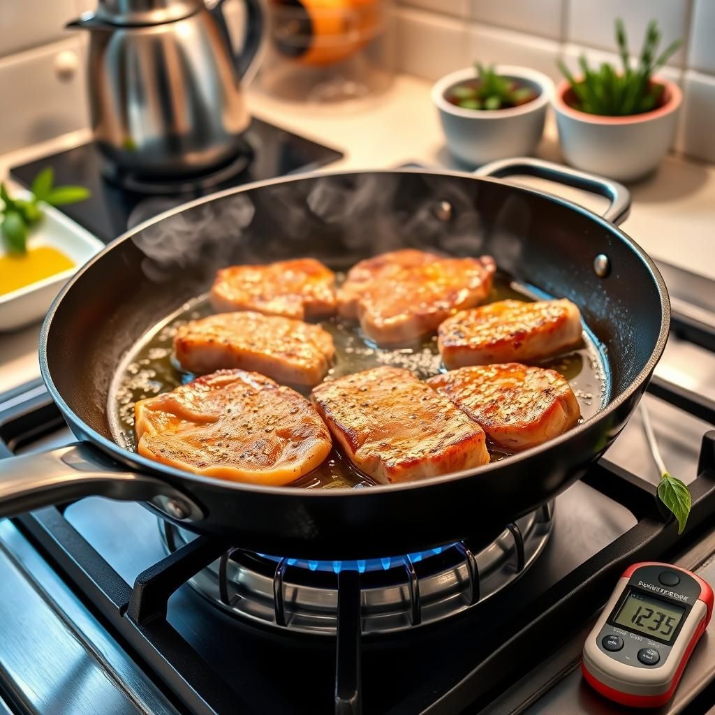 Searing the Pork Medallions