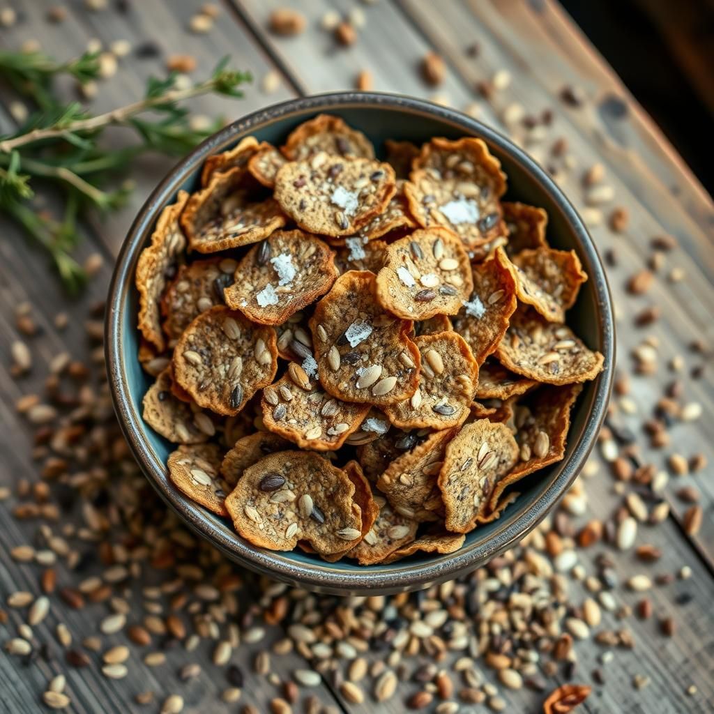 Seed Chips on a Rustic Table
