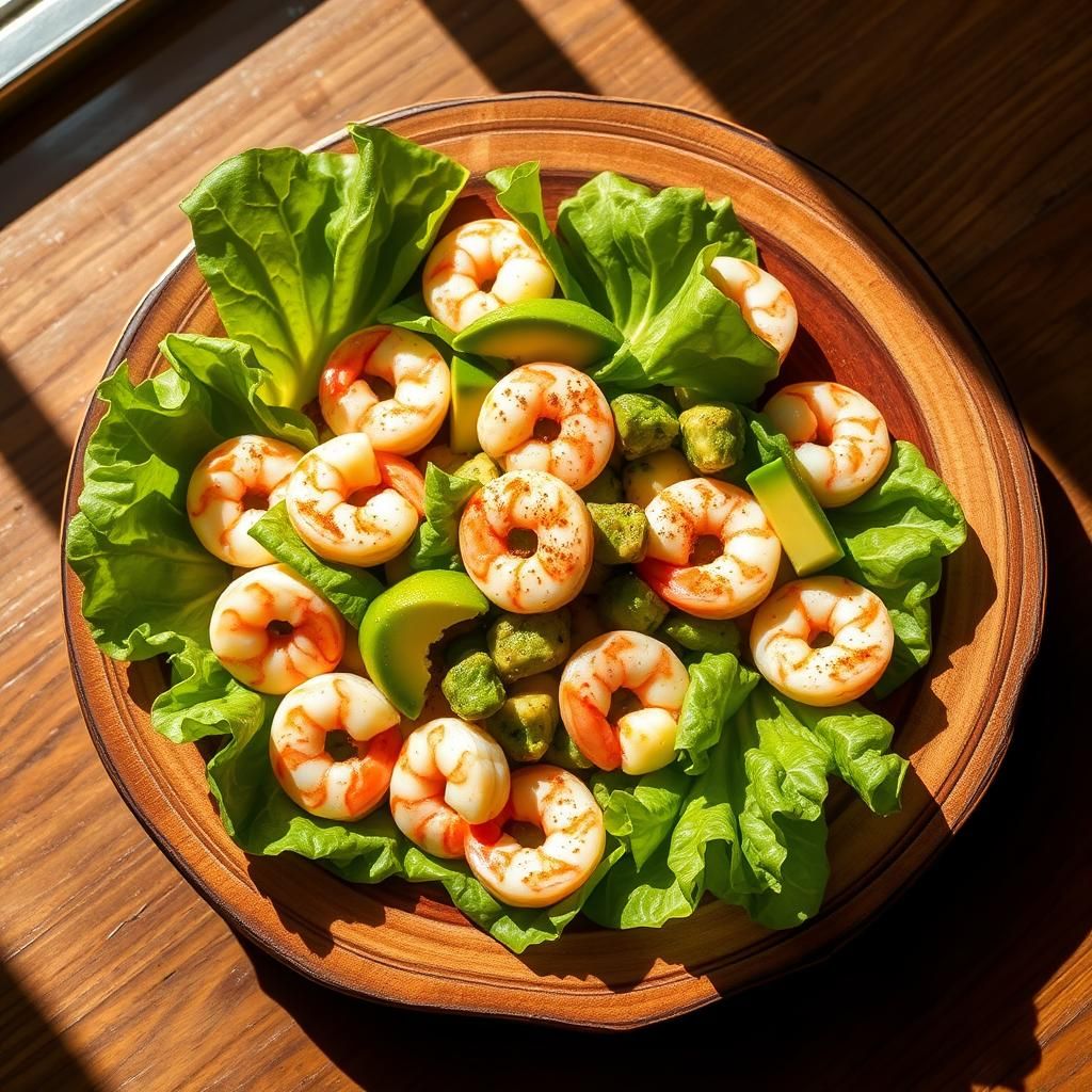 Served Shrimp and Avocado Salad