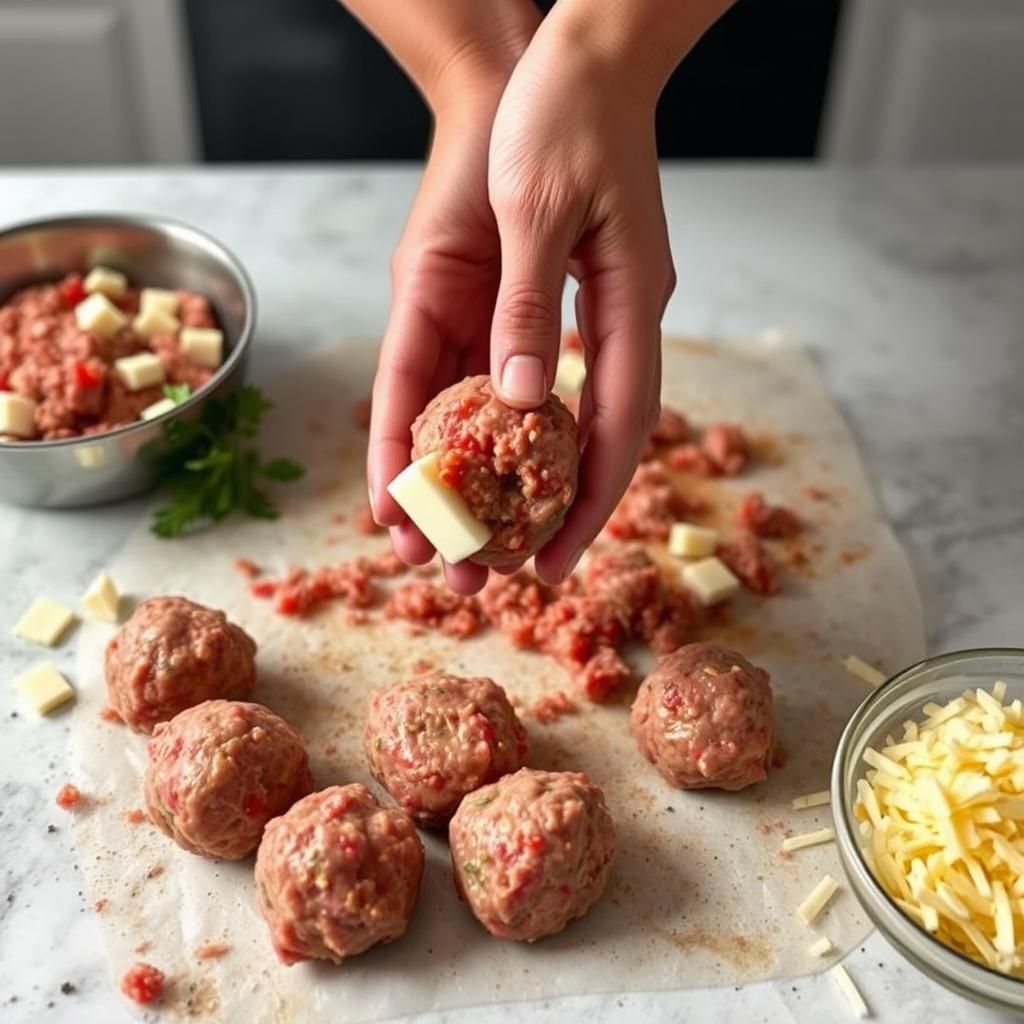 Shaping Keto Meatballs