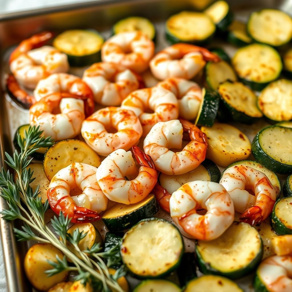 Sheet Pan Shrimp & Zucchini - Final dish