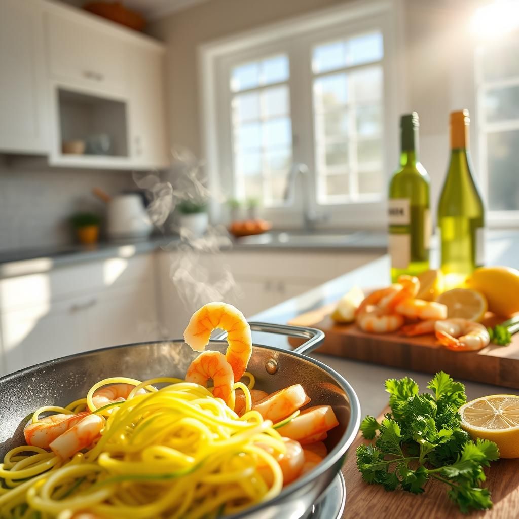 Shrimp Scampi with Zoodles Preparation