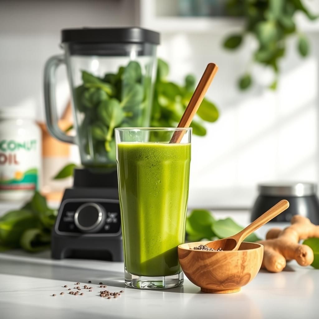 Simple Spinach & Coconut Oil Smoothie Blend - Final dish photo