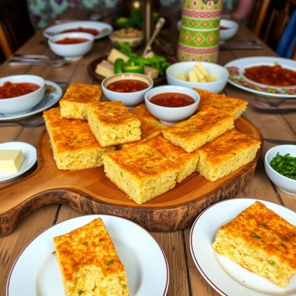 Sliced Cornbread Ready to Serve