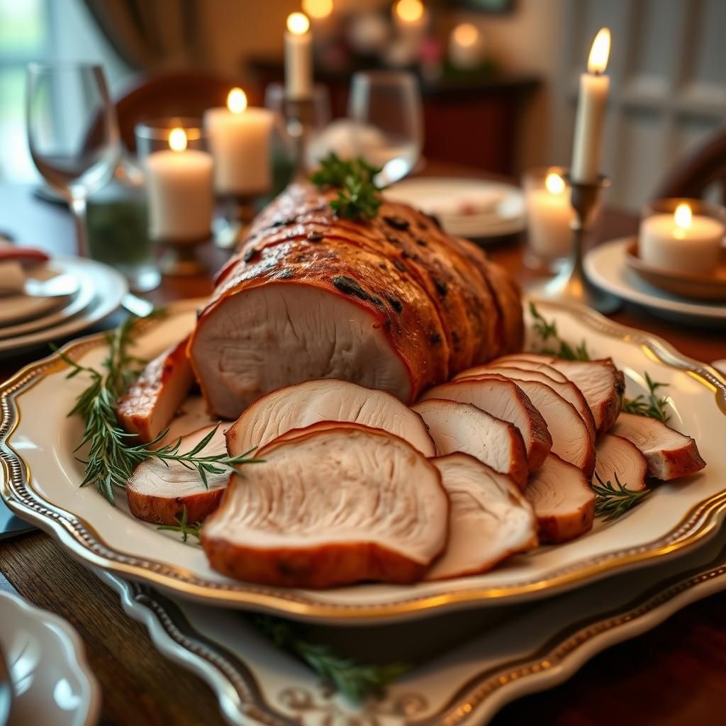 Sliced Pork Loin Roast with Garnish