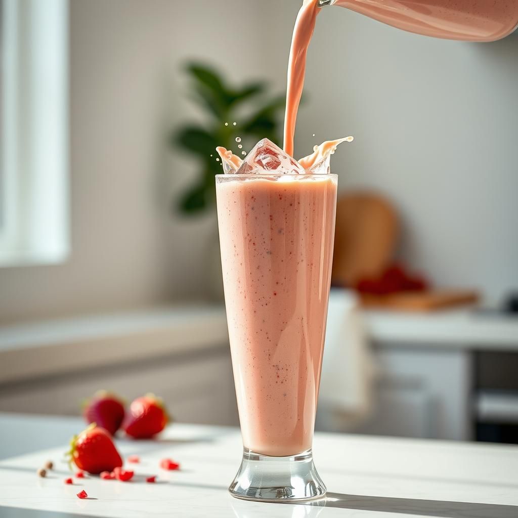 Smoothie Being Poured into a Glass