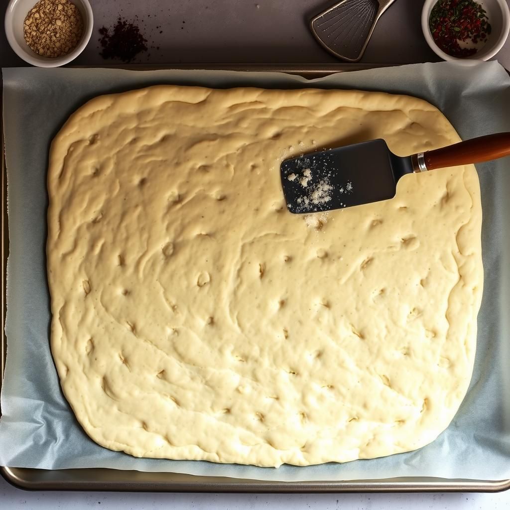 Spreading the Focaccia Dough
