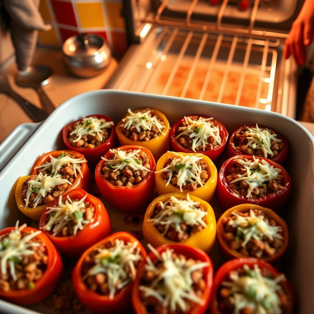 Stuffed Mini Peppers Ready for Baking