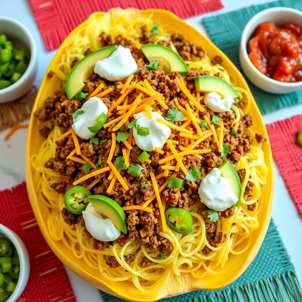 Taco Style Spaghetti Squash Presentation - Final dish photo (Taco Style Spaghetti Squash)