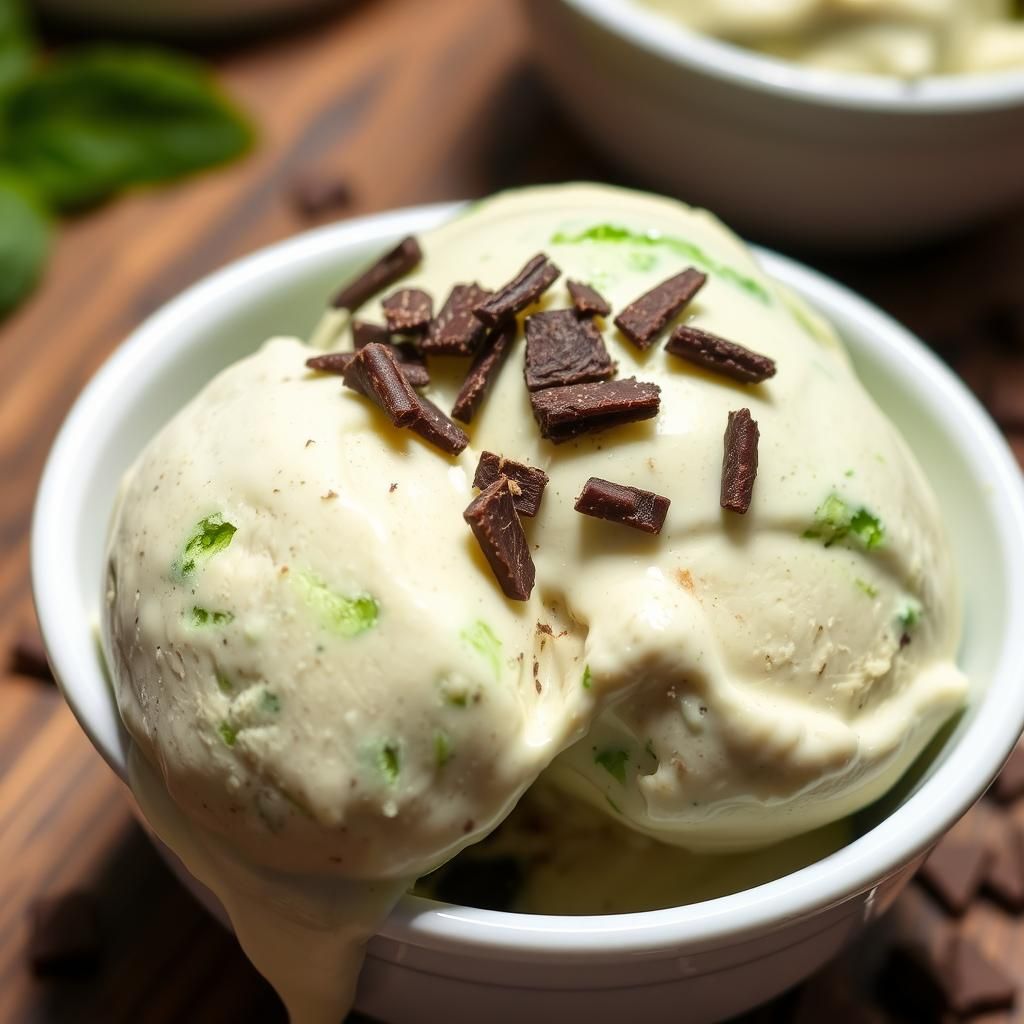 Texture Focus: Mint Chocolate Gelato Close-Up