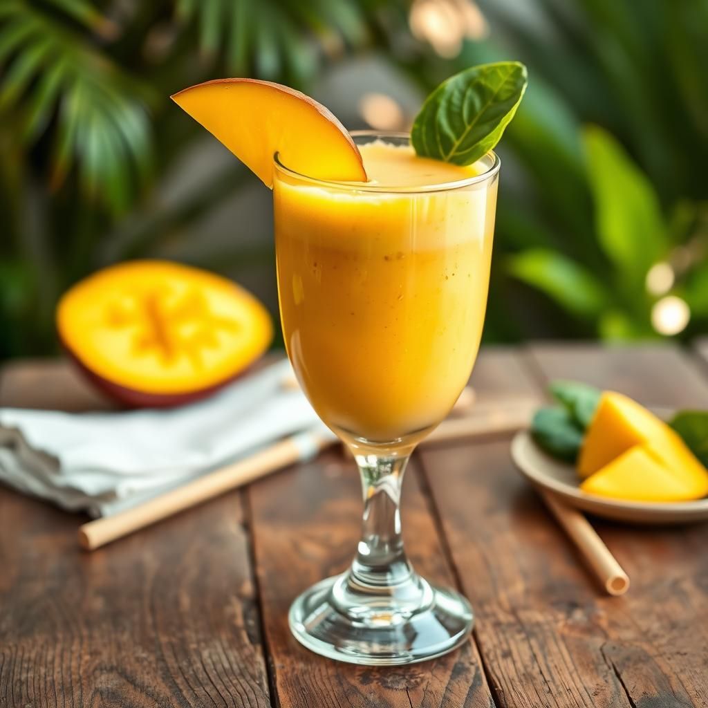Tropical Mango Spinach Smoothie in a Glass