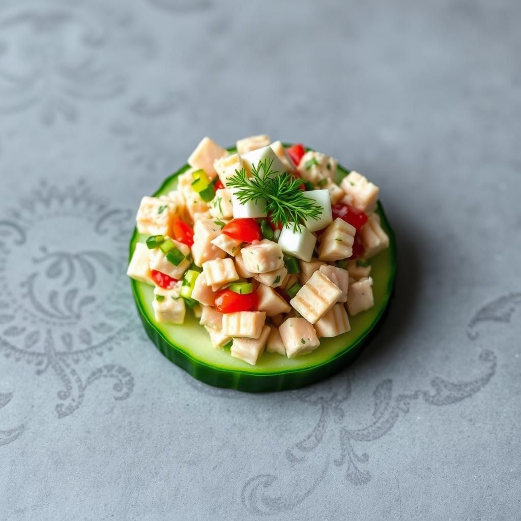 Tuna Packet on Cucumber Slices