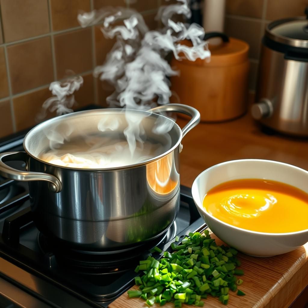 Warm Egg Drop Soup Preparation