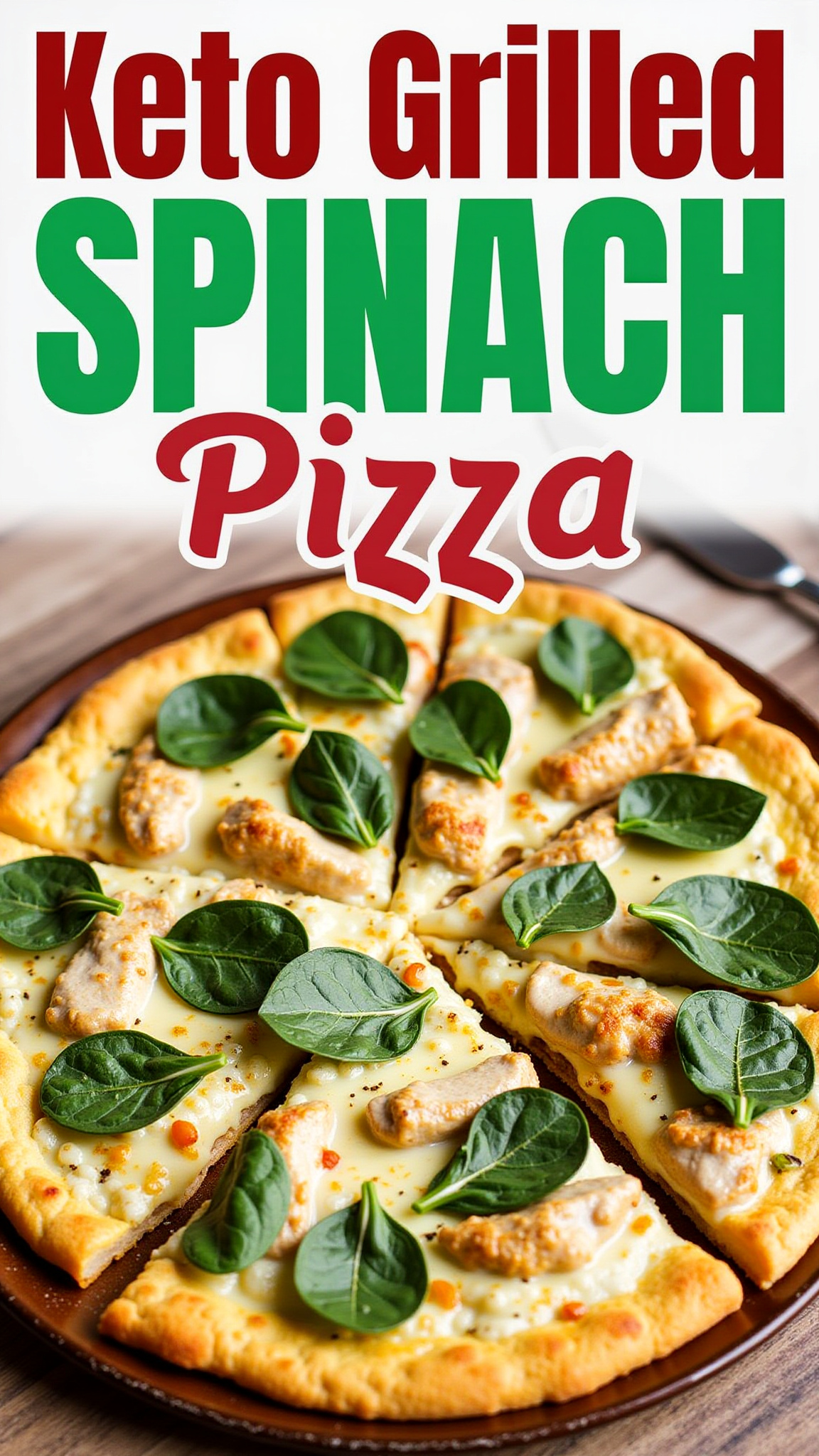 Keto Grilled Chicken Spinach Pizza