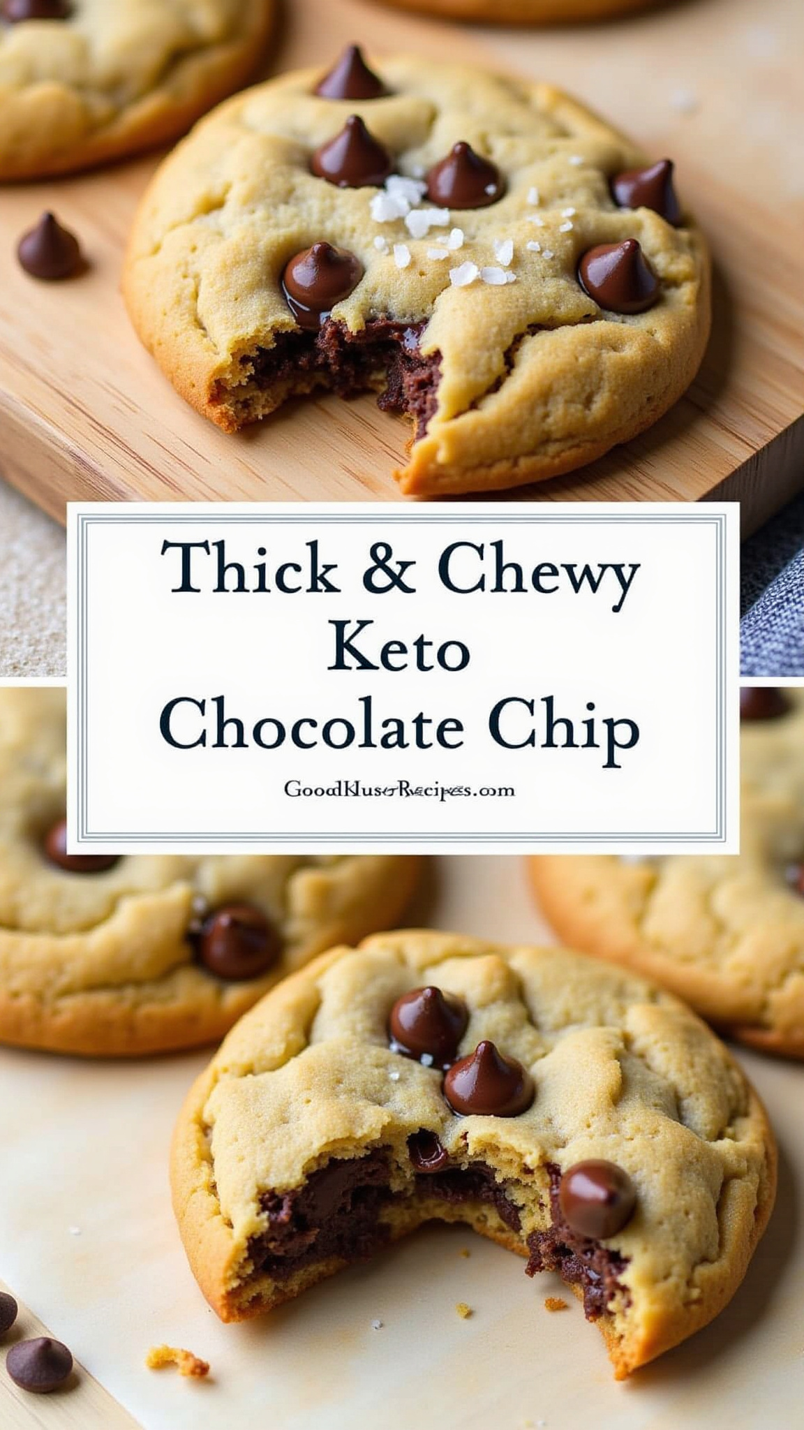 Thick and Chewy Keto Chocolate Chip Cookies Pin